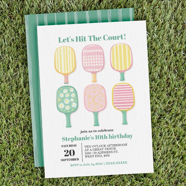 Simple Watercolor Elegant Pickleball Birthday Invitation (Serve up some fun with this stylish pickleball-themed birthday invitation.)