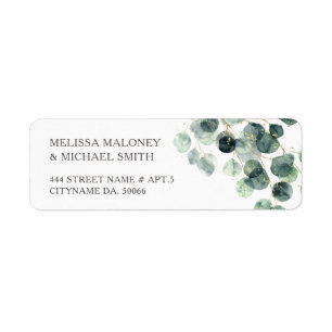 Simple Watercolor Eucalyptus Leaves    Wedding Return Address Label