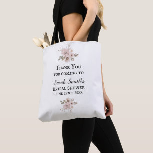 Simple Watercolor Floral Bridal Shower Thank You Tote Bag