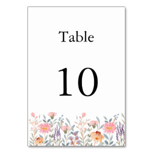 Simple Watercolor Floral Garden Baby Shower Table Number
