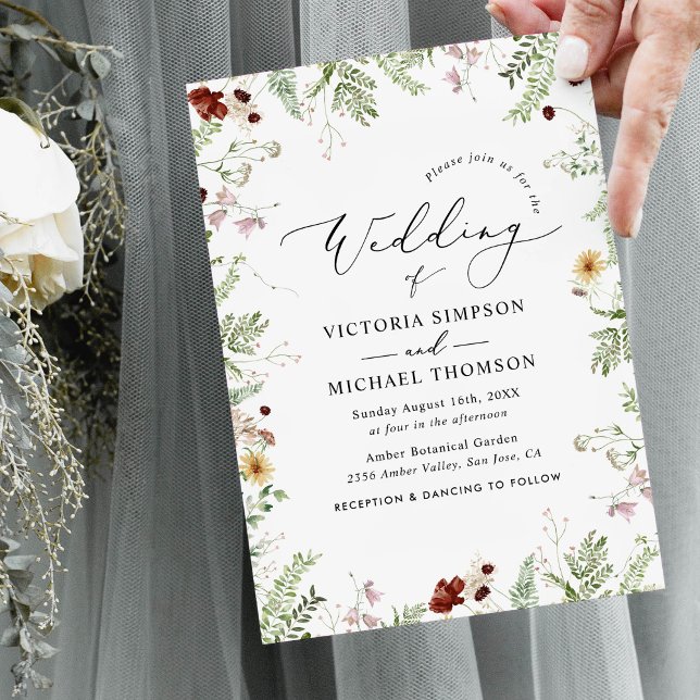 Simple Watercolor Floral Wedding  Invitation (Creator Uploaded)