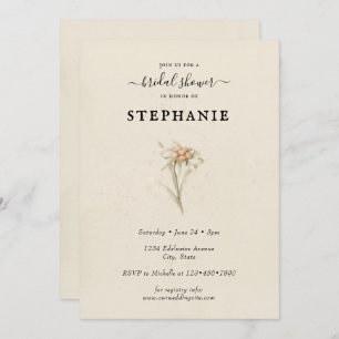 Simple Watercolor Flower Bridal Shower Invitation