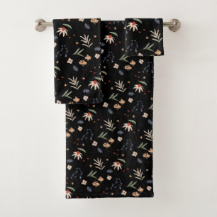 Simple watercolor flowers 1 bath towel set