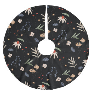 Simple watercolor flowers 1 brushed polyester tree skirt