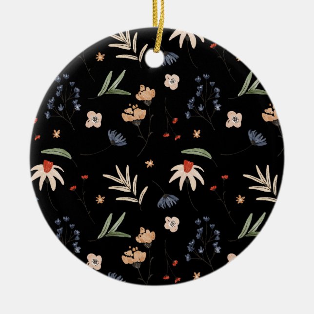 Simple watercolor flowers 1 ceramic ornament (Front)