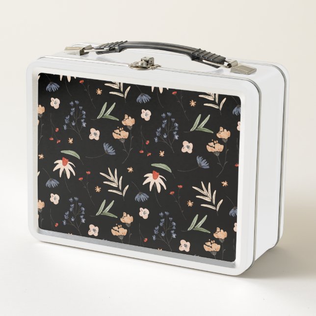 Simple watercolor flowers 1 metal lunch box (Front)