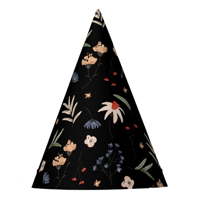 Simple watercolor flowers 1 party hat (Front)