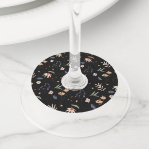 Simple watercolor flowers 1 wine glass tag