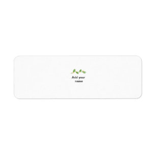 Simple watercolor green leaf monogram add name tex return address label
