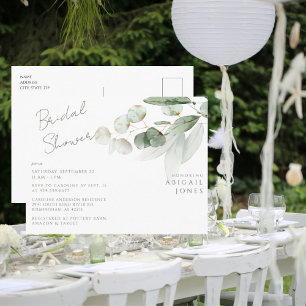 Simple Watercolor Greenery Bridal Shower  Postcard