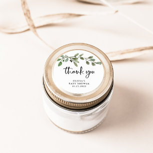 Simple Watercolor Greenery Thank You Baby Shower Classic Round Sticker