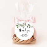 Simple Watercolor Greenery | Thank You Baby Shower Favour Tags<br><div class="desc">These lovely minimalist gender neutral baby shower thank you favour tags feature simple,  watercolor botanical green leaves on a clean,  white background. Trendy black script typography says "thank you" and adds an extra touch of modern style.</div>