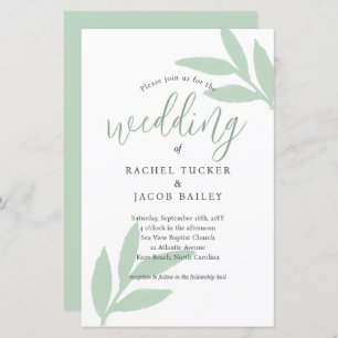 Simple Watercolor Greenery Wedding Invitation