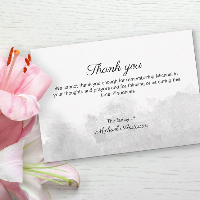 Simple Watercolor Grey Wash Funeral Thank You Card (Creator Uploaded)