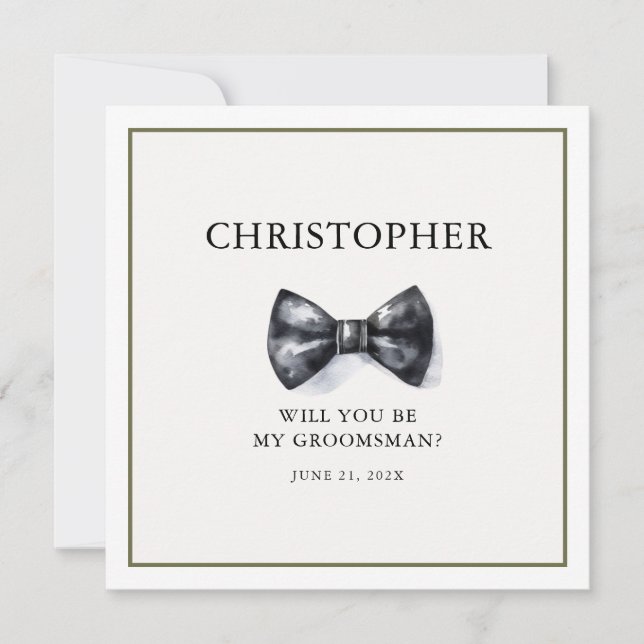 Simple Watercolor Groomsman Card (Front)