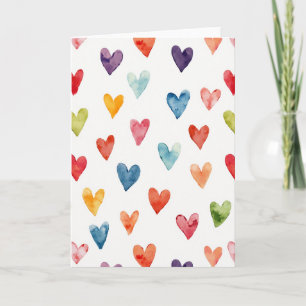 Simple Watercolor Hearts Card