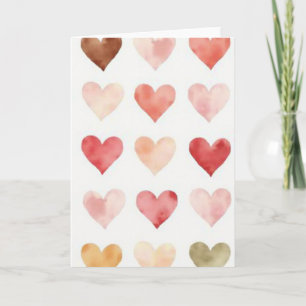 Simple Watercolor Hearts Love Card