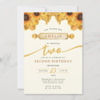 Simple Watercolor Honey Bee Sunflower 2nd Birthday