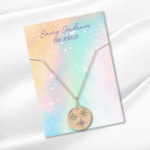 Simple Watercolor Jewellery Necklace Holder Displa Business Card
