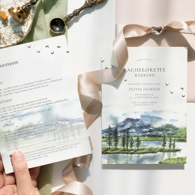 Simple Watercolor Lakeside Bachelorette Invitation (Creator Uploaded)