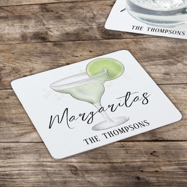 Simple Watercolor Margarita Whimsical Cocktail  Square Paper Coaster (Creator Uploaded)