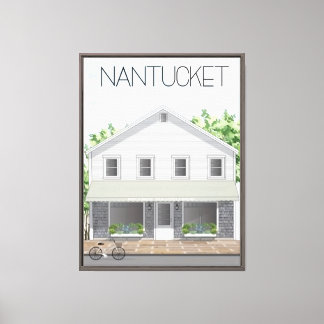 Simple Watercolor Nantucket Framed Canvas Print