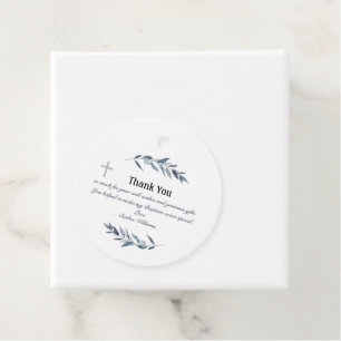 Simple watercolor olive branch Baptism Favour Tags