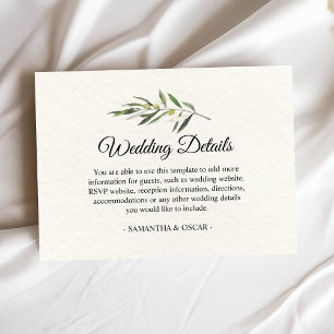 Simple Watercolor Olive Green Branch Enclosure Card