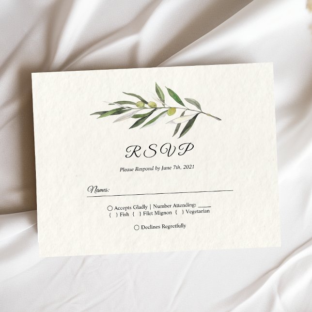 Simple Watercolor Olive Green Branch Invitation Postcard (Creator Uploaded)