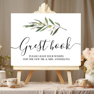 Simple Watercolor Olive Green Branch Poster