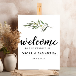 Simple Watercolor Olive Green Branch Poster