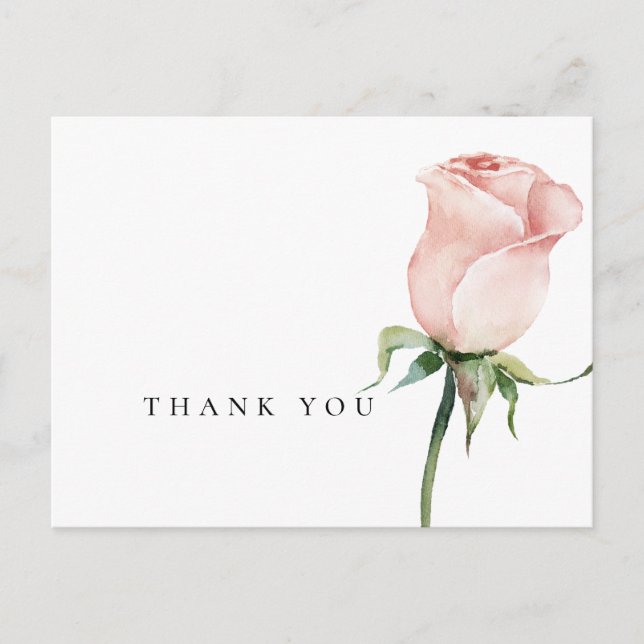 Simple Watercolor Pink Roses Funeral Thank You  Postcard (Front)