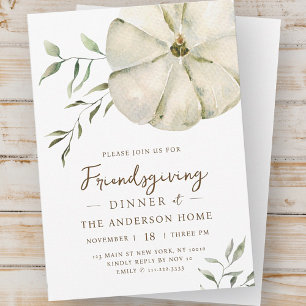 Simple Watercolor Pumpkin Friendsgiving Dinner Invitation