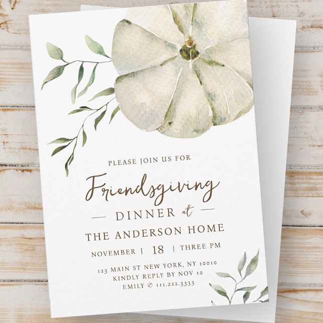 Simple Watercolor Pumpkin Friendsgiving Dinner Invitation (Creator Uploaded)