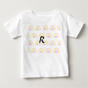 Simple watercolor rainbow pattern add monogram tex baby T-Shirt