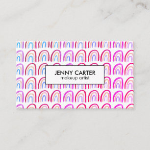 Simple Watercolor Rainbows Pattern Cool Purple Business Card