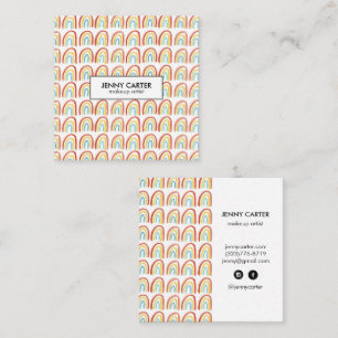 Simple Watercolor Rainbows Pattern Cool Square Business Card