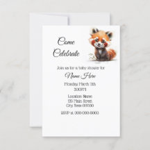 Simple Watercolor Red Panda Baby Shower