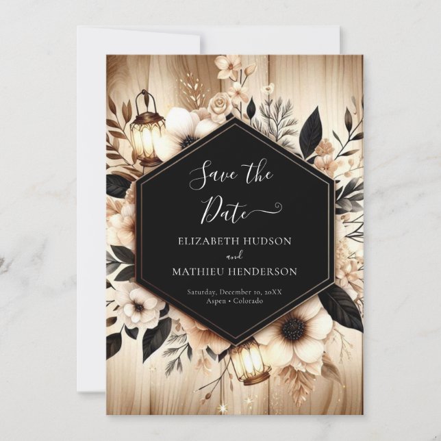 Simple watercolor rustic wedding save the date (Front)