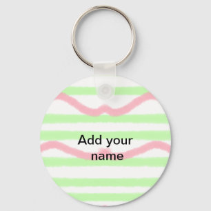 Simple watercolor stripes monogram add name tex t key ring