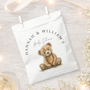 Simple Watercolor Teddy Bear Baby Shower Favour Bag