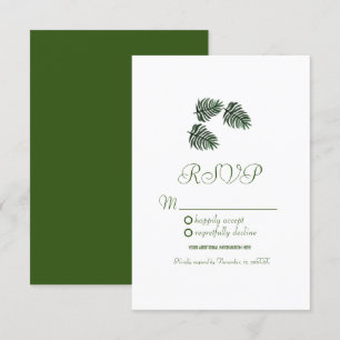 Simple Watercolor Tropical Botany Palm Leaves RSVP Invitation