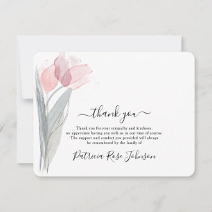 Simple Watercolor Tulip Funeral Memorial Thank You Card