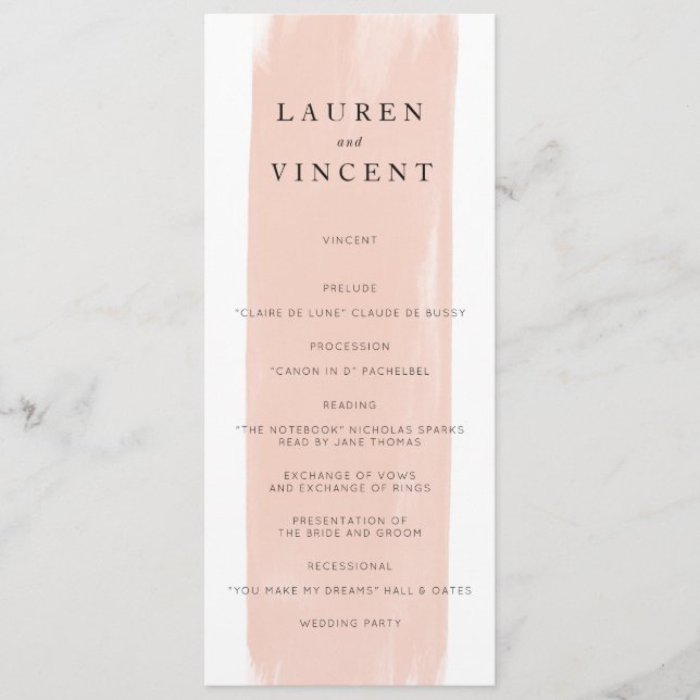 Simple Watercolor Wedding Program (Front)