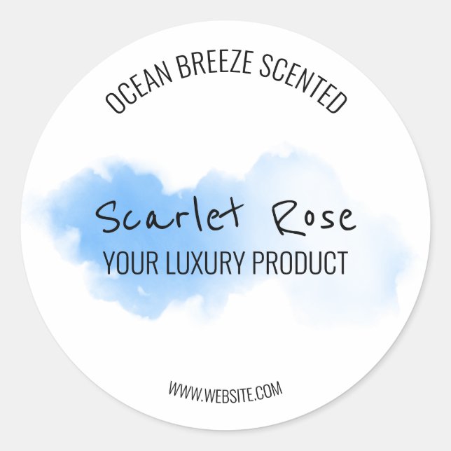 Simple Watercolor White And Blue Product Labels (Front)