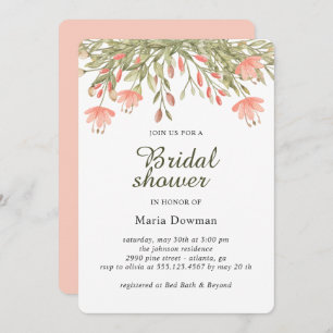 Simple Watercolor wild flower Floral Bridal Shower Invitation