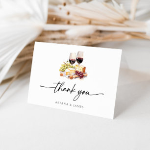 Simple Watercolor Wine & Cheese Thank You Card