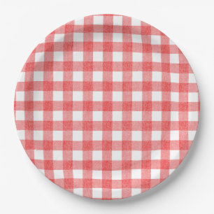 Simple watermelon gingham paper plate