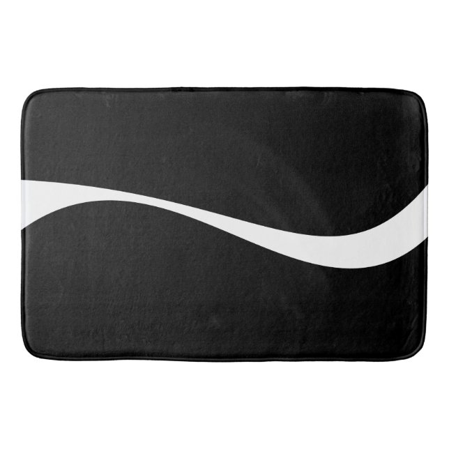 Simple Waves 2 - Black and White Bath Mat (Front)