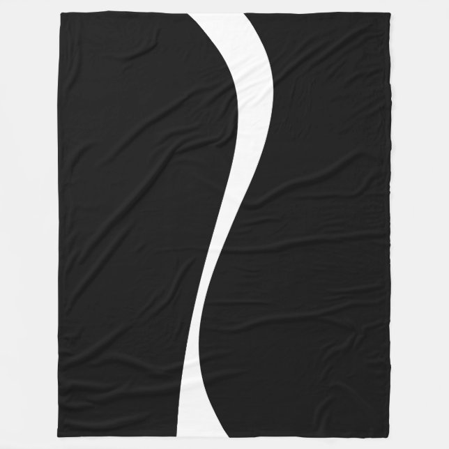 Simple Waves 2 - Black and White Fleece Blanket (Front)
